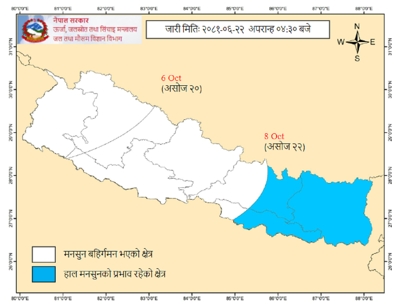 मनसुन क्रमशः कमजोर हुँदै