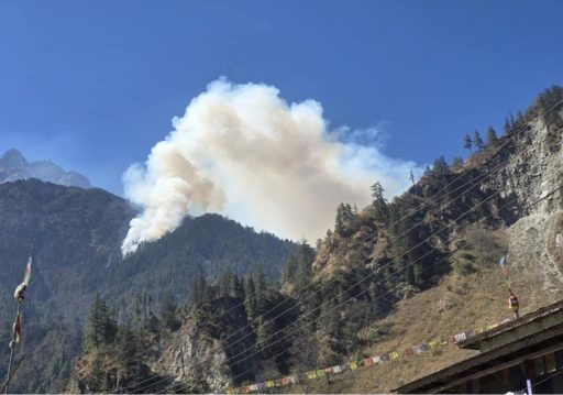 तिमाङको जङ्गलमा लागेको आगो अझै निभाउन सकिएन