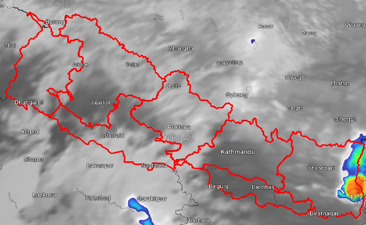 कोशी, गण्डकी र लुम्बिनी प्रदेशका एक–दुई स्थानमा मेघगर्जन र चट्याङसहित हल्का वर्षा भइरहेको
