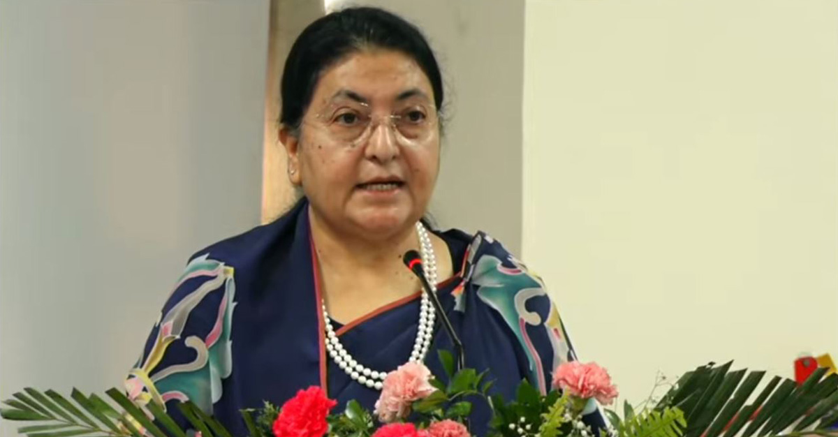 वैधानिक प्रक्रियामार्फत नयाँ सरकार गठन गर्न पूर्वराष्ट्रपति भण्डारीको आग्रह