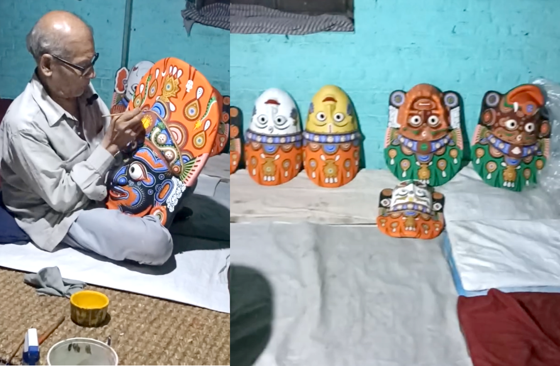 तान्त्रिक नाचको लागि नवदुर्गा देवगणको ख्वापा (मुकुण्डो) तयार