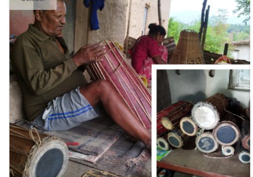 तिहारका लागि मादल बनाउन व्यस्त चित्रे बादी