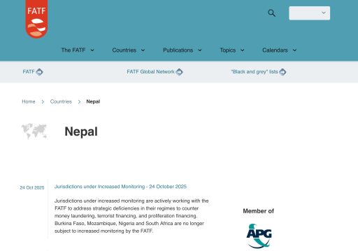 एफएटिएफ समीक्षाः सम्पत्ति शुद्धीकरण मामलामा नेपाल अझै ‘ग्रे लिस्ट’मा