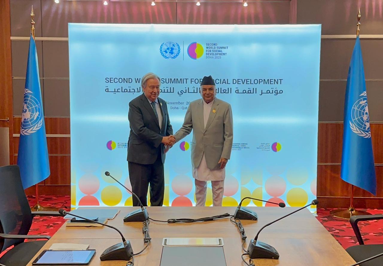 राष्ट्रपति रामचन्द्र पौडेलसँग संयुक्त राष्ट्र संघका महासचिव एन्टोनियो गुटेरेसको भेटवार्ता